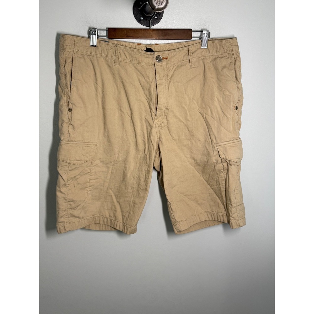 Authentic Mens Tan Khaki Cotton Cargo Shorts Size 38 Utility Hiking Casual